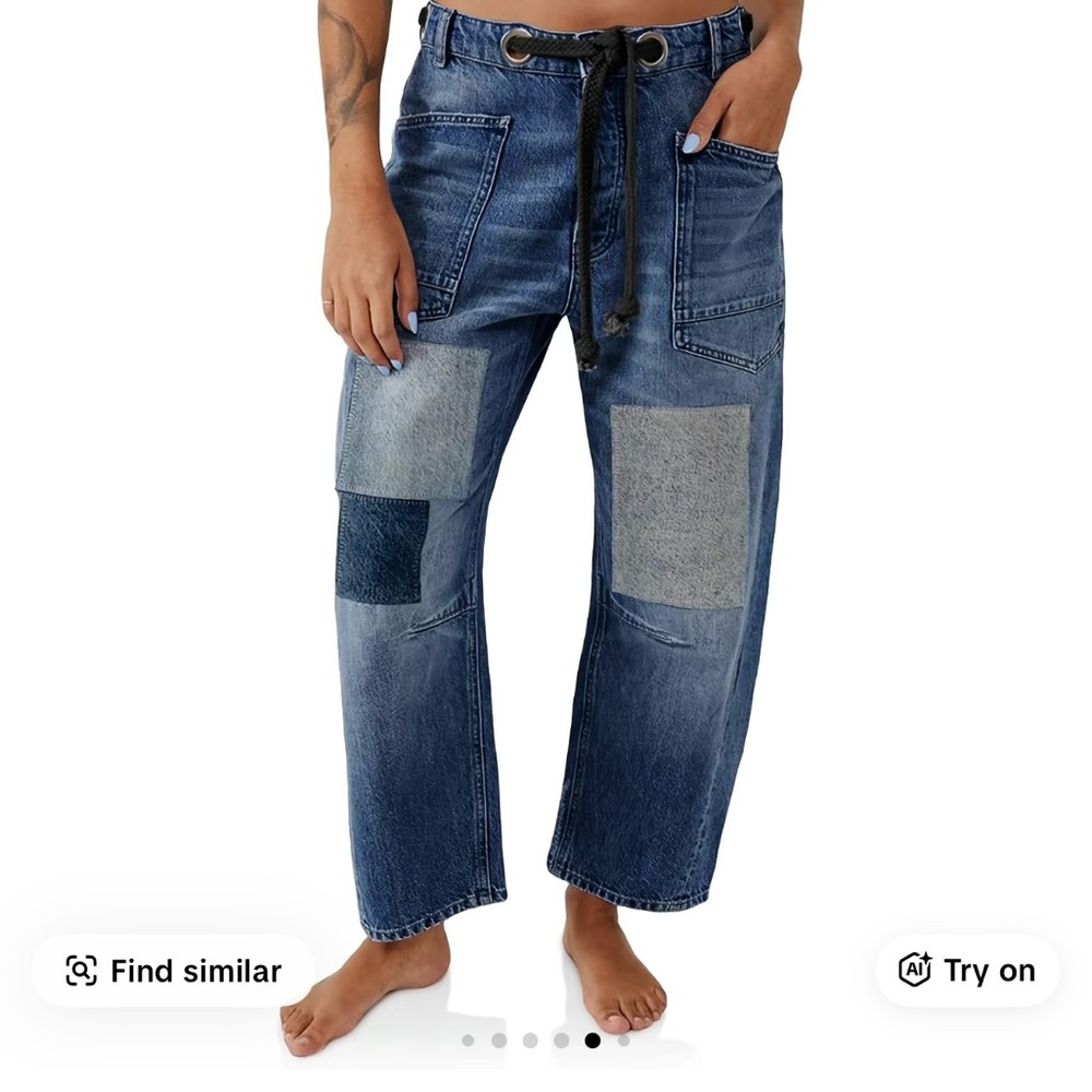 Women’s Blue Patchwork Batrel Jeans - image 1